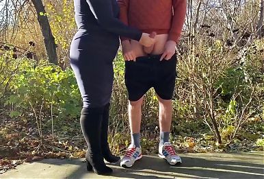 Mother in law tries hard to make me cum in a public park